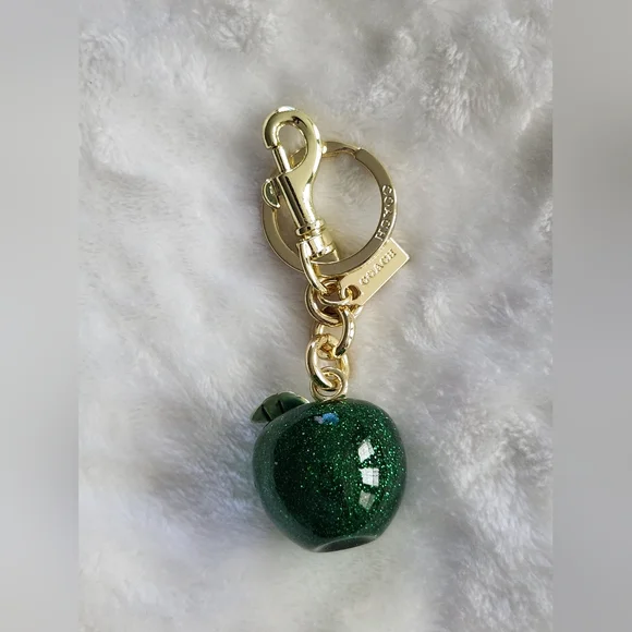 Glittery Green Apple Key Holder Designer Inspired Bag Charm - Picture 1 of 9